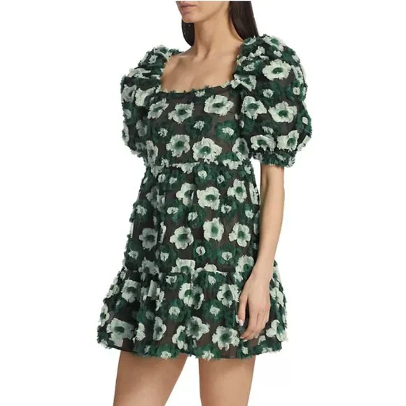 ElliattHelene Textured Floral Minidress